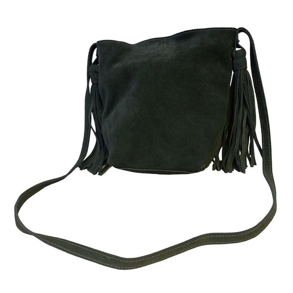 Monserat De Lucca Handbags - * Monserat De Lucca Suede Dark Green Grey Fridge Hobo Bucket Bag